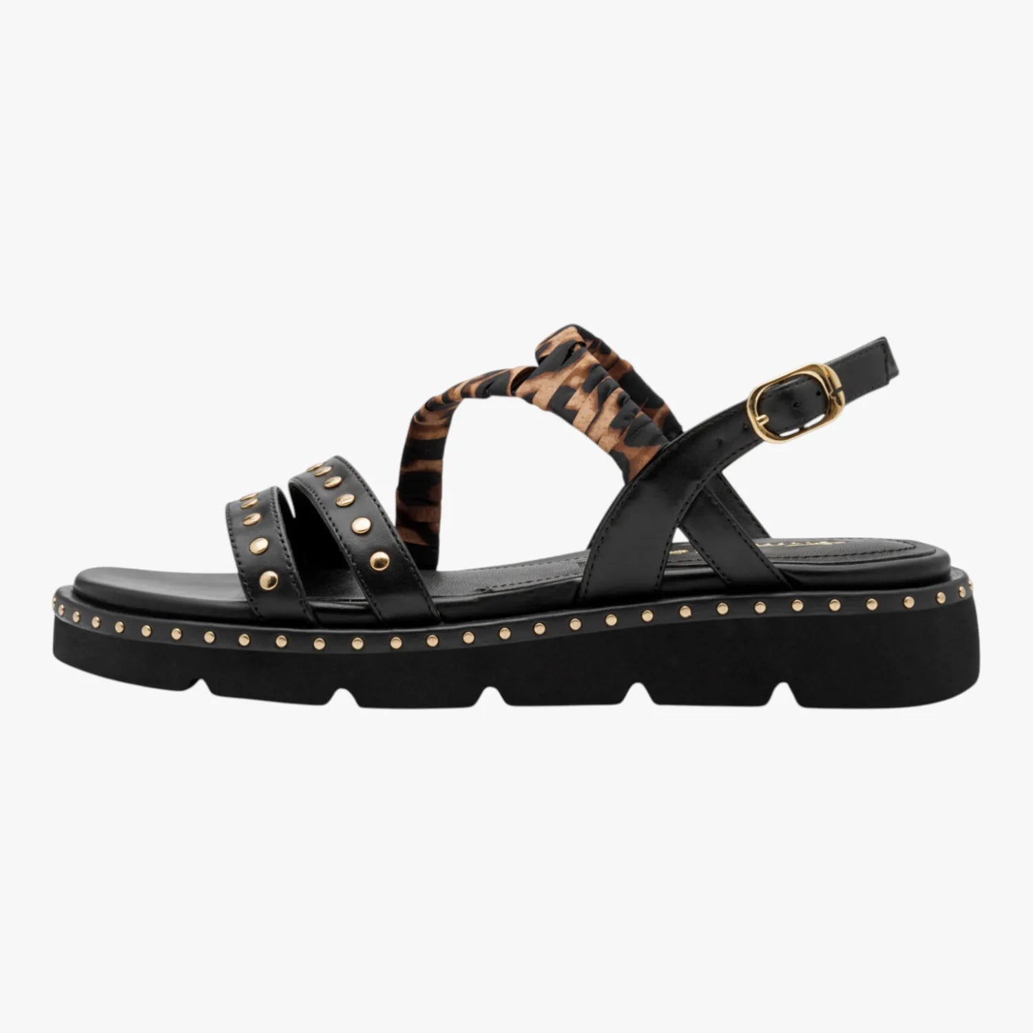 Tamaris Black Comb Studded Sandal
