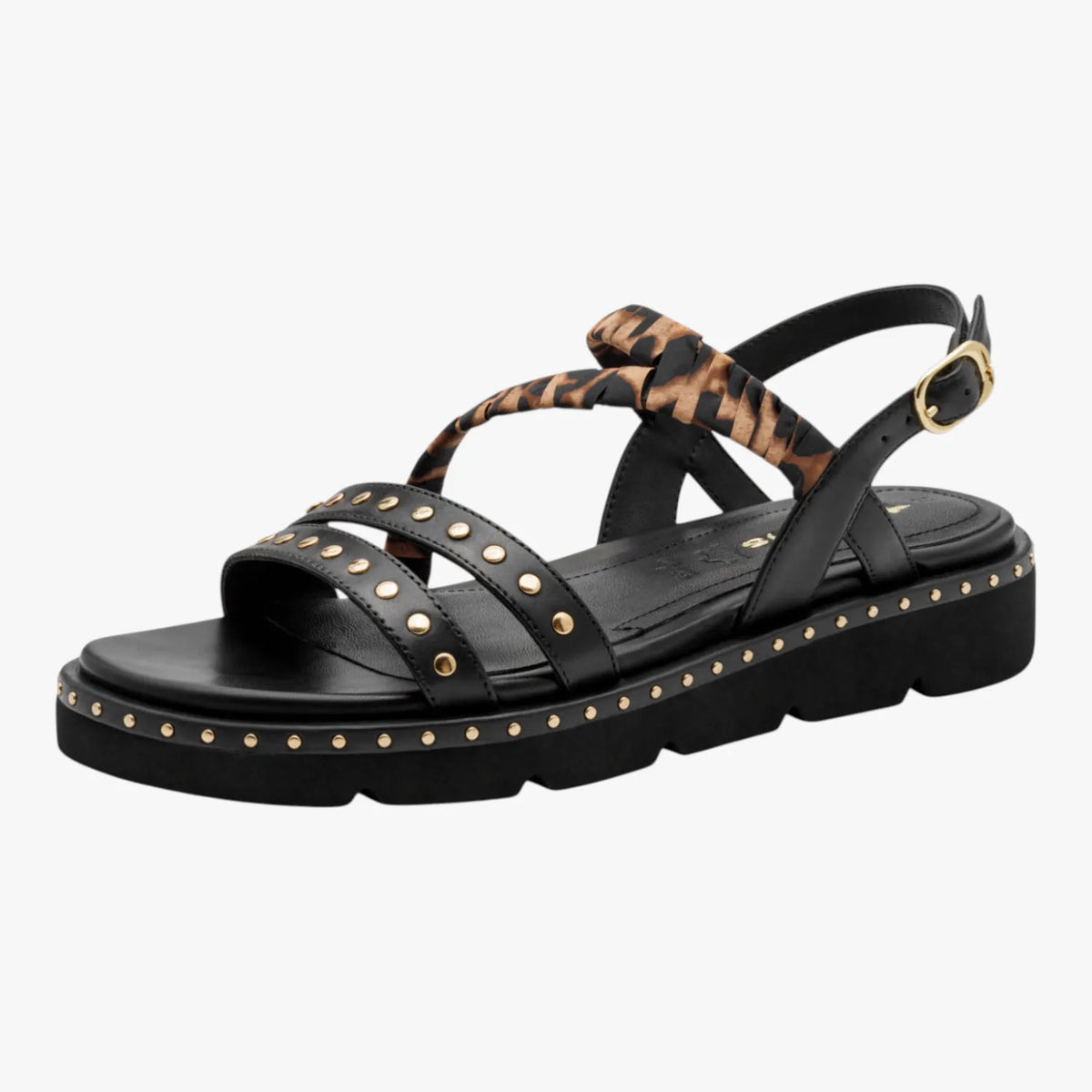 Tamaris Black Comb Studded Sandal