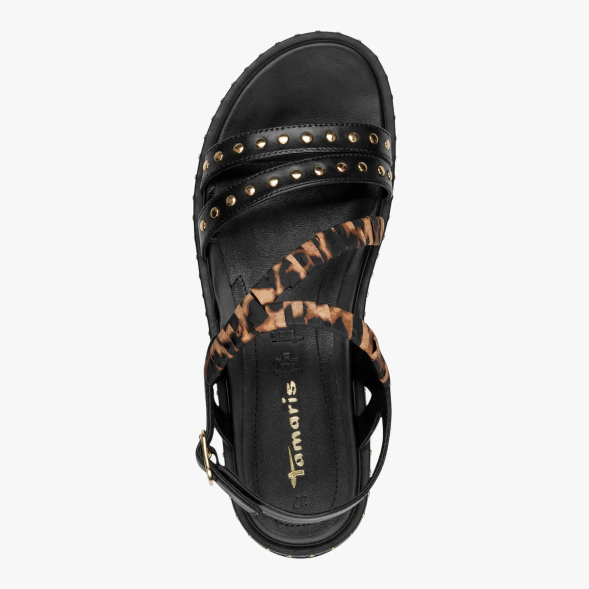 Tamaris Black Comb Studded Sandal