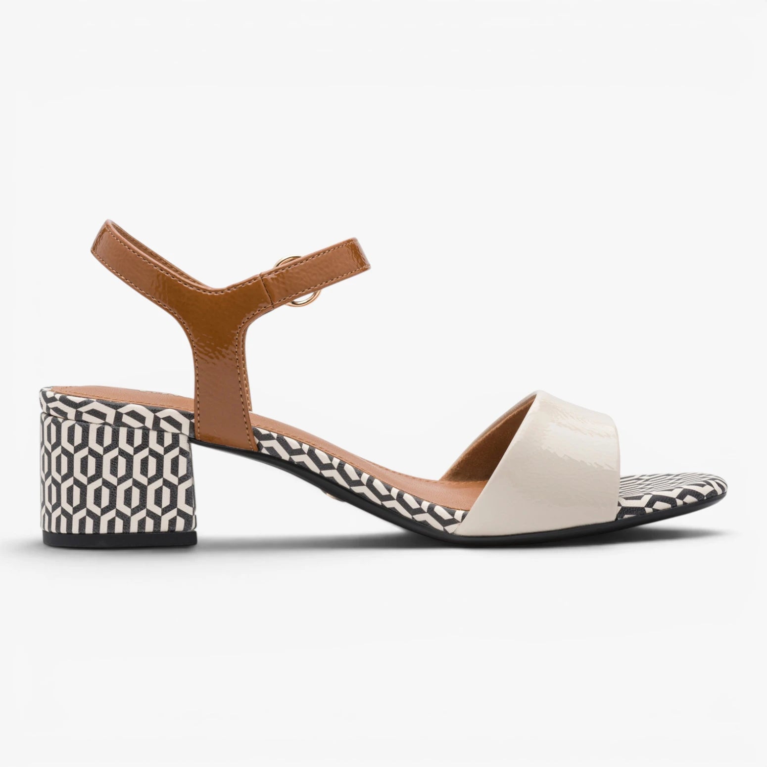 Tamaris Ivory Comb Block Heel Sandals 1-28249-42-430