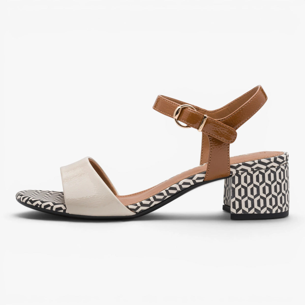 Tamaris Ivory Comb Block Heel Sandals 1-28249-42-430