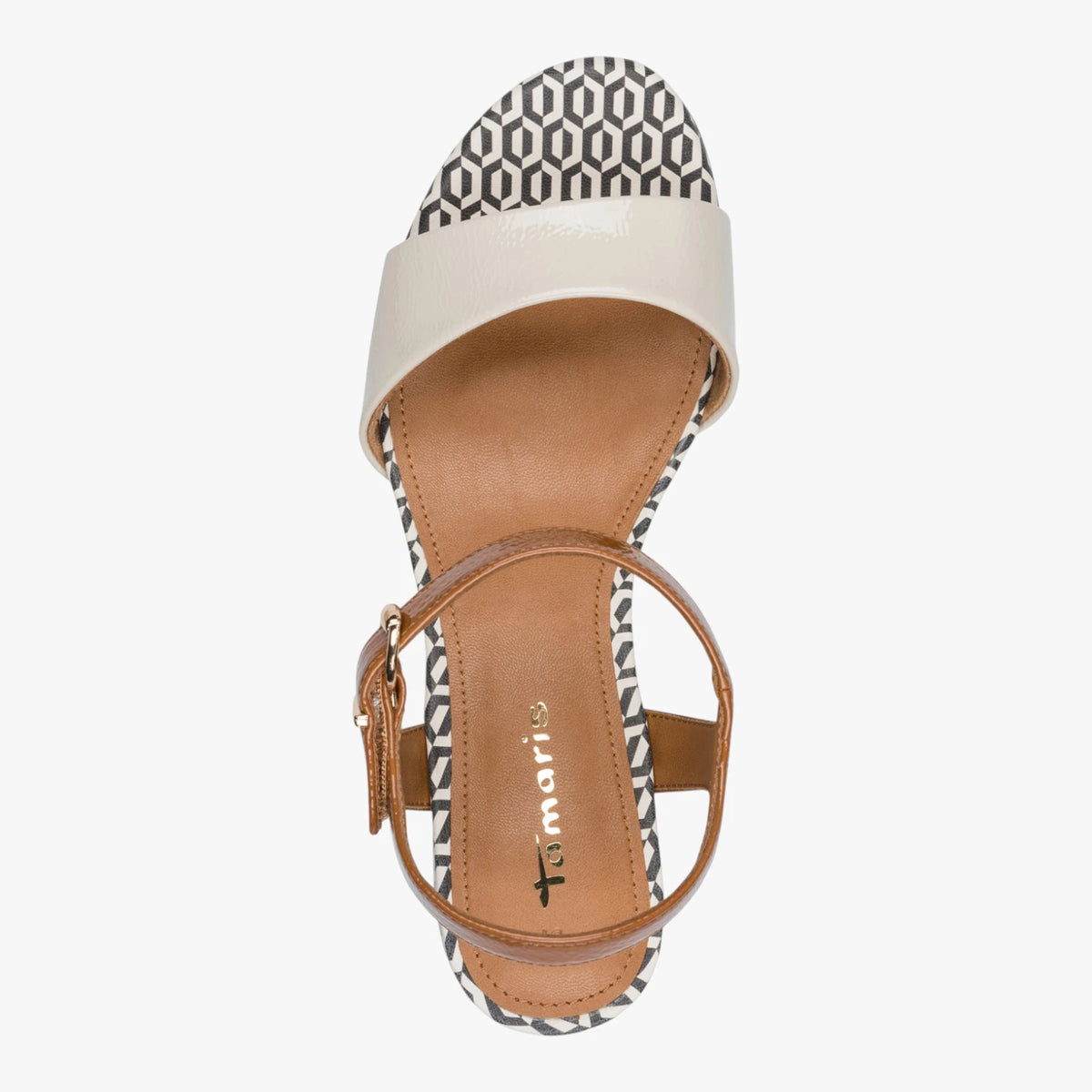 Tamaris Ivory Comb Block Heel Sandals 1-28249-42-430