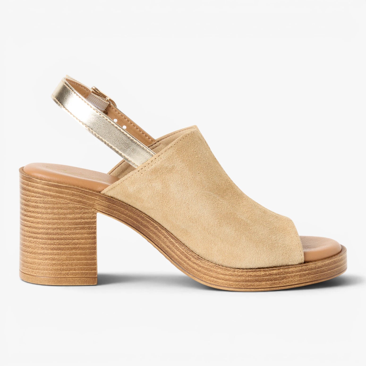 Tamaris Beige Suede Block Heel Sandals 1-28304-44-400