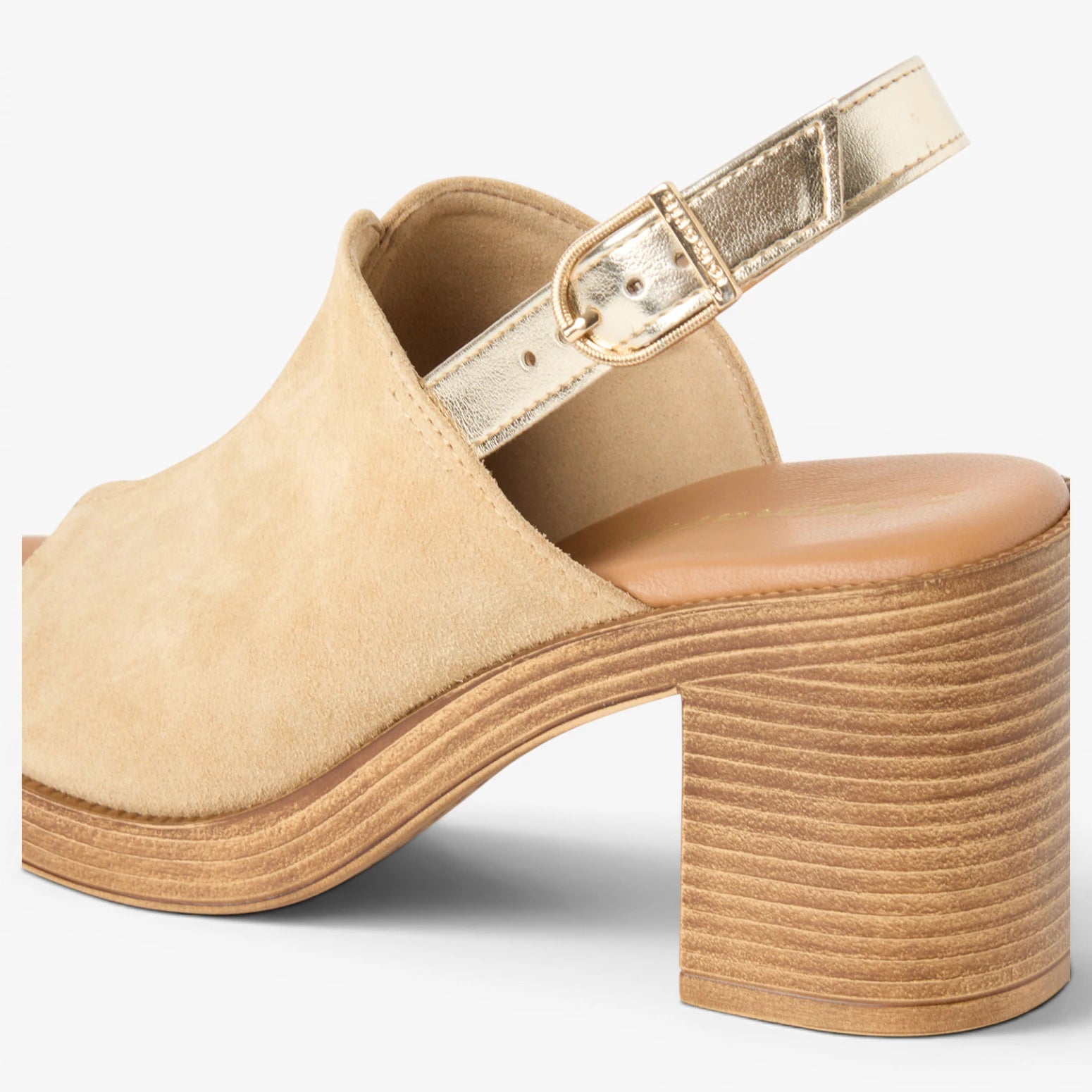 Tamaris Beige Suede Block Heel Sandals 1-28304-44-400