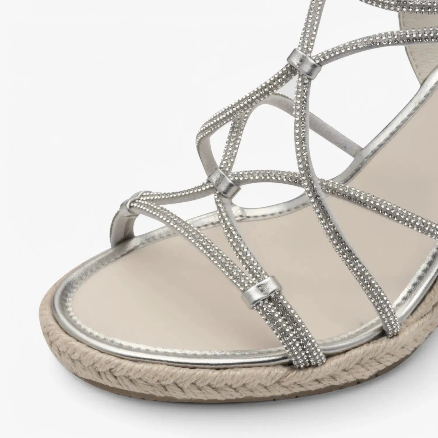 Tamaris Silver Espadrille Wedge – Sparkling Elegance for Summer Days - Leavys Shoes