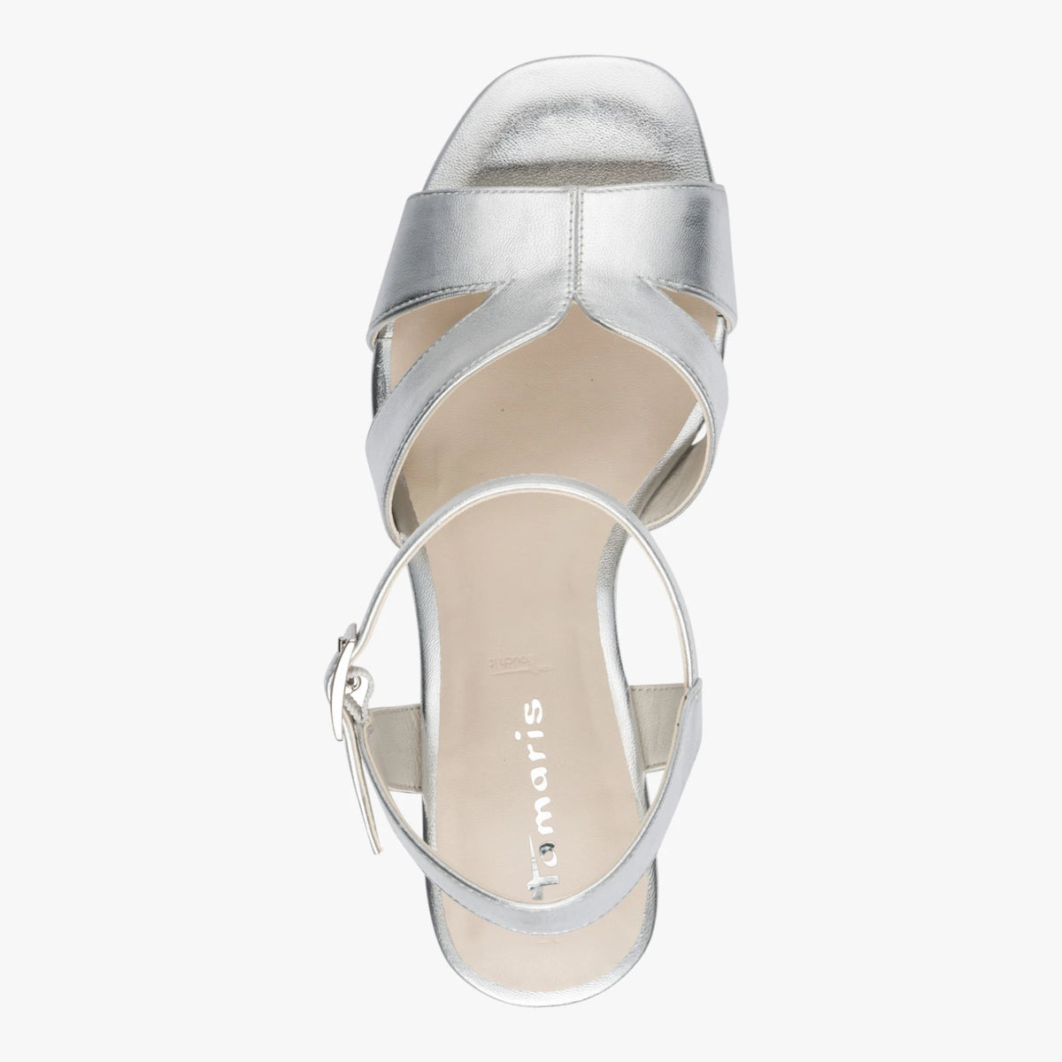 Tamaris Silver Platform Block Heel Sandals 1-28349-42-941
