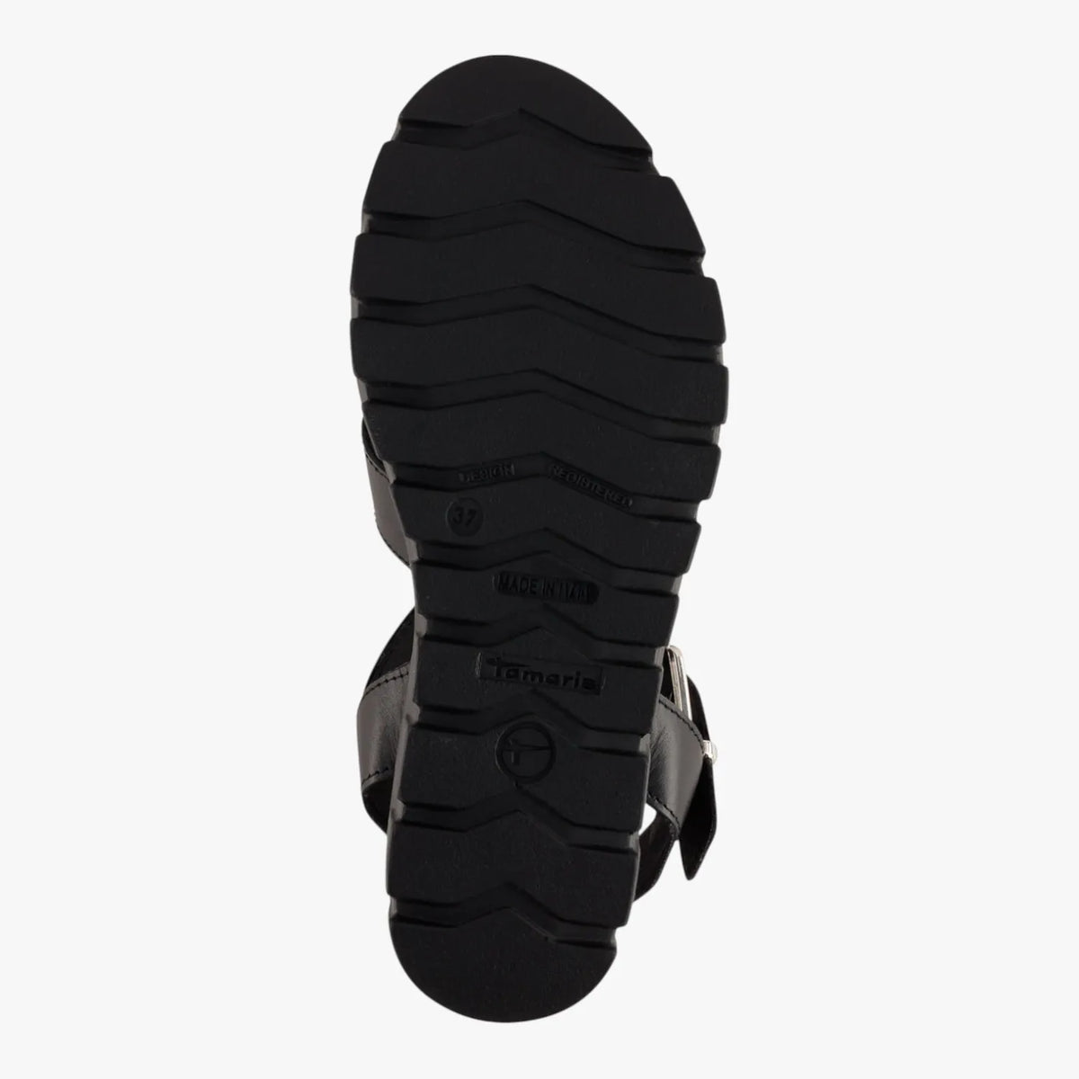Tamaris Black Leather Chunky Platform Sandal