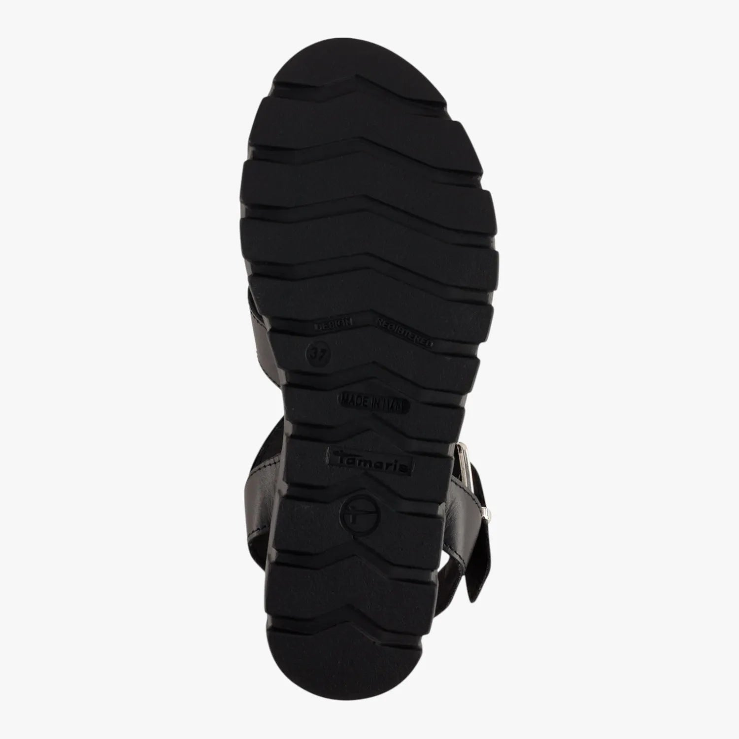 Tamaris Black Leather Chunky Platform Sandal