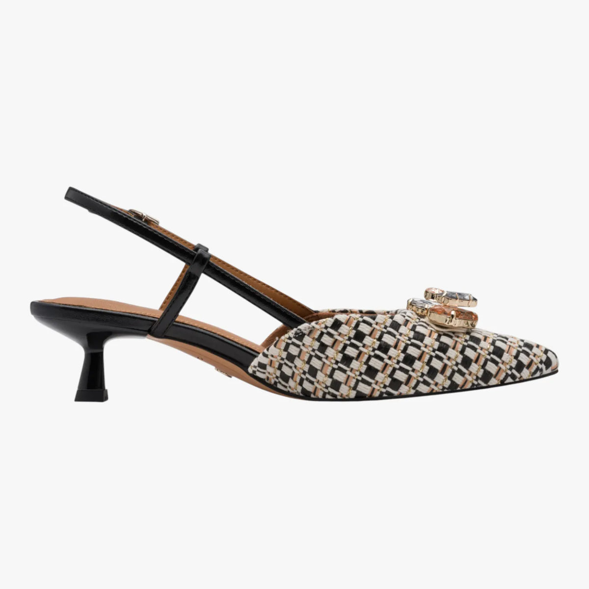 Tamaris Black Patterned Slingback Heel