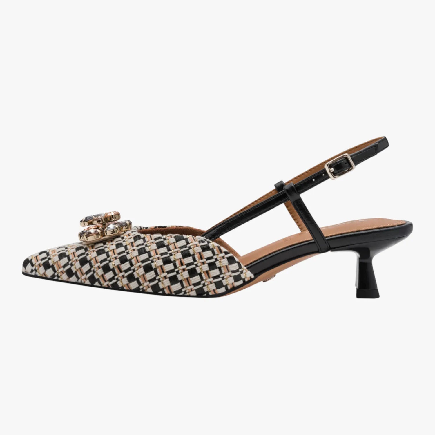 Tamaris Black Patterned Slingback Heel
