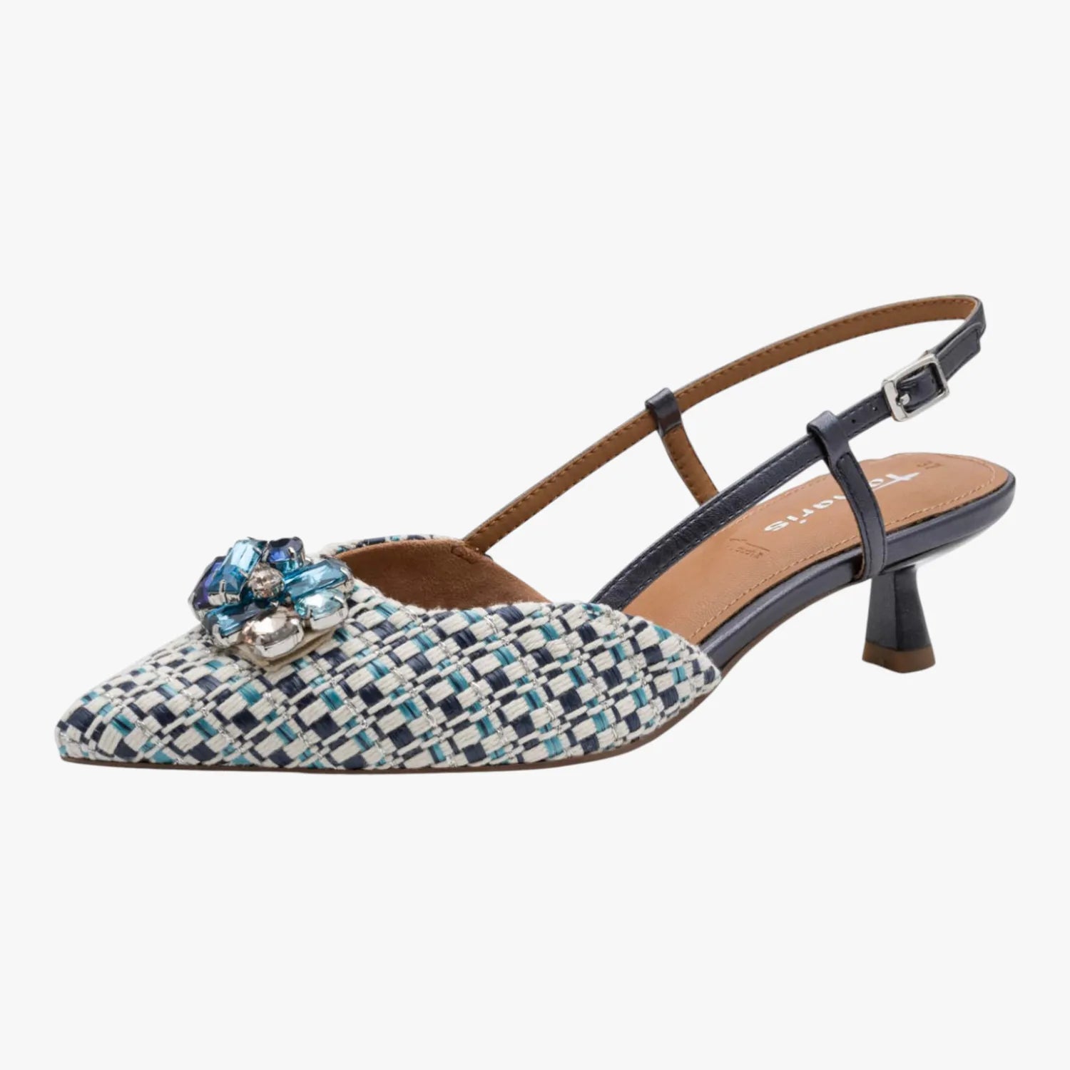 Tamaris Blue Comb Slingback Court Shoe
