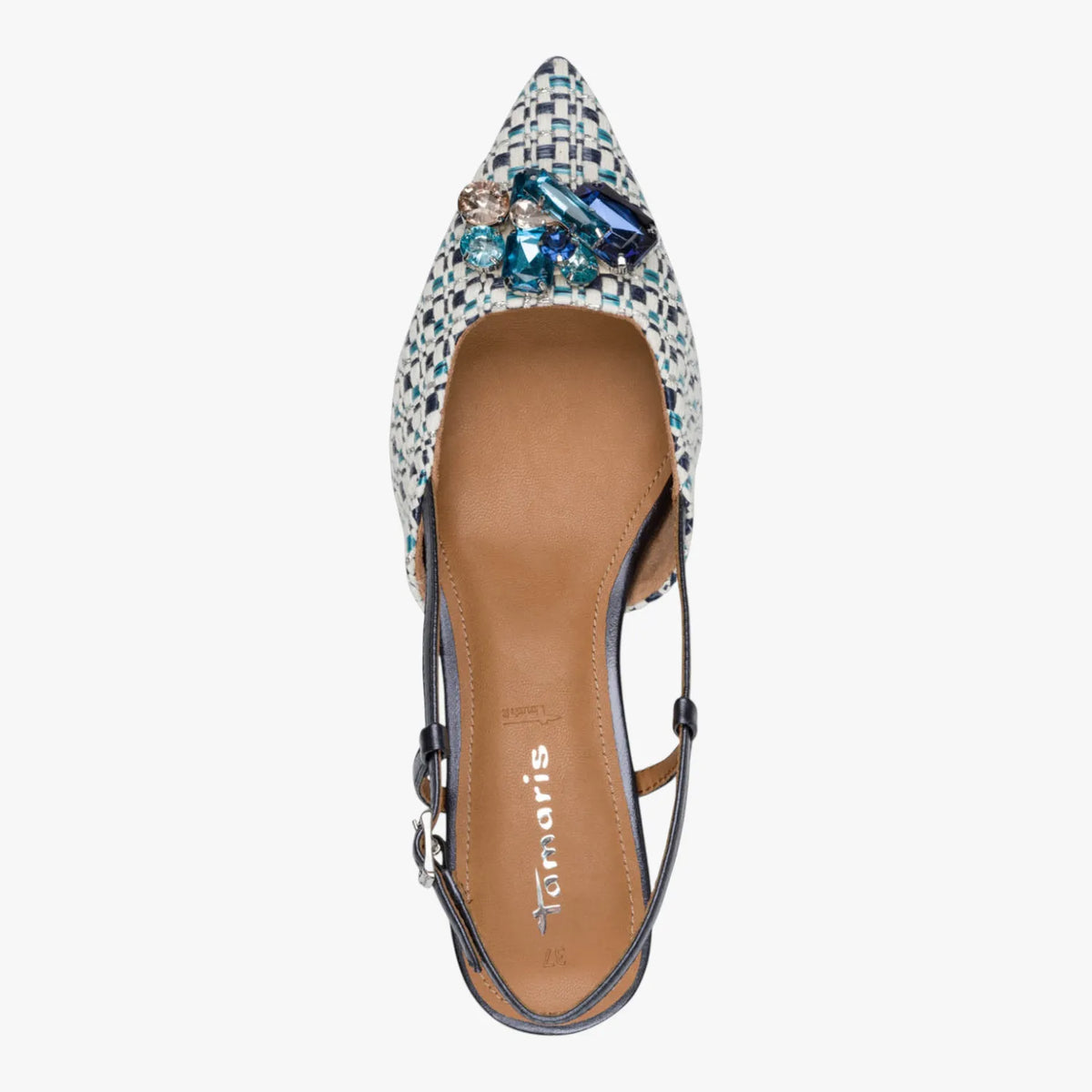 Tamaris Blue Comb Slingback Court Shoe