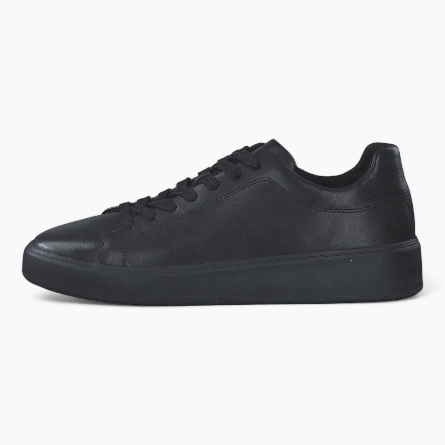 All Black Leather Casual Trainer Style Shoe - Marco Tozzi