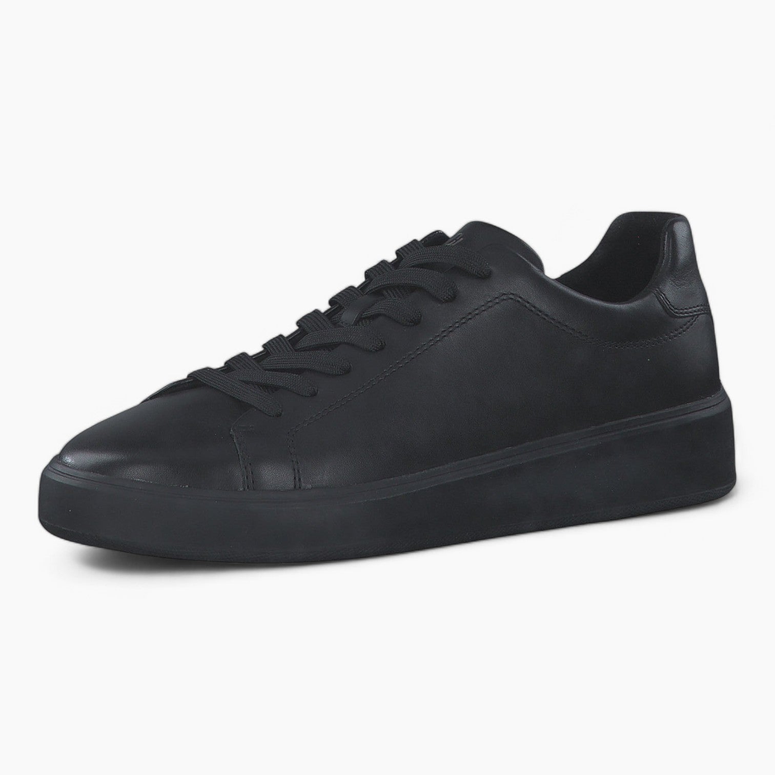 All Black Leather Casual Trainer Style Shoe - Marco Tozzi - Leavys Shoes