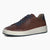 Men's Brown Leather Runner Style Trainers with Blue Accents - Leavys Shoes