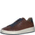 Men's Brown Leather Runner Style Trainers with Blue Accents