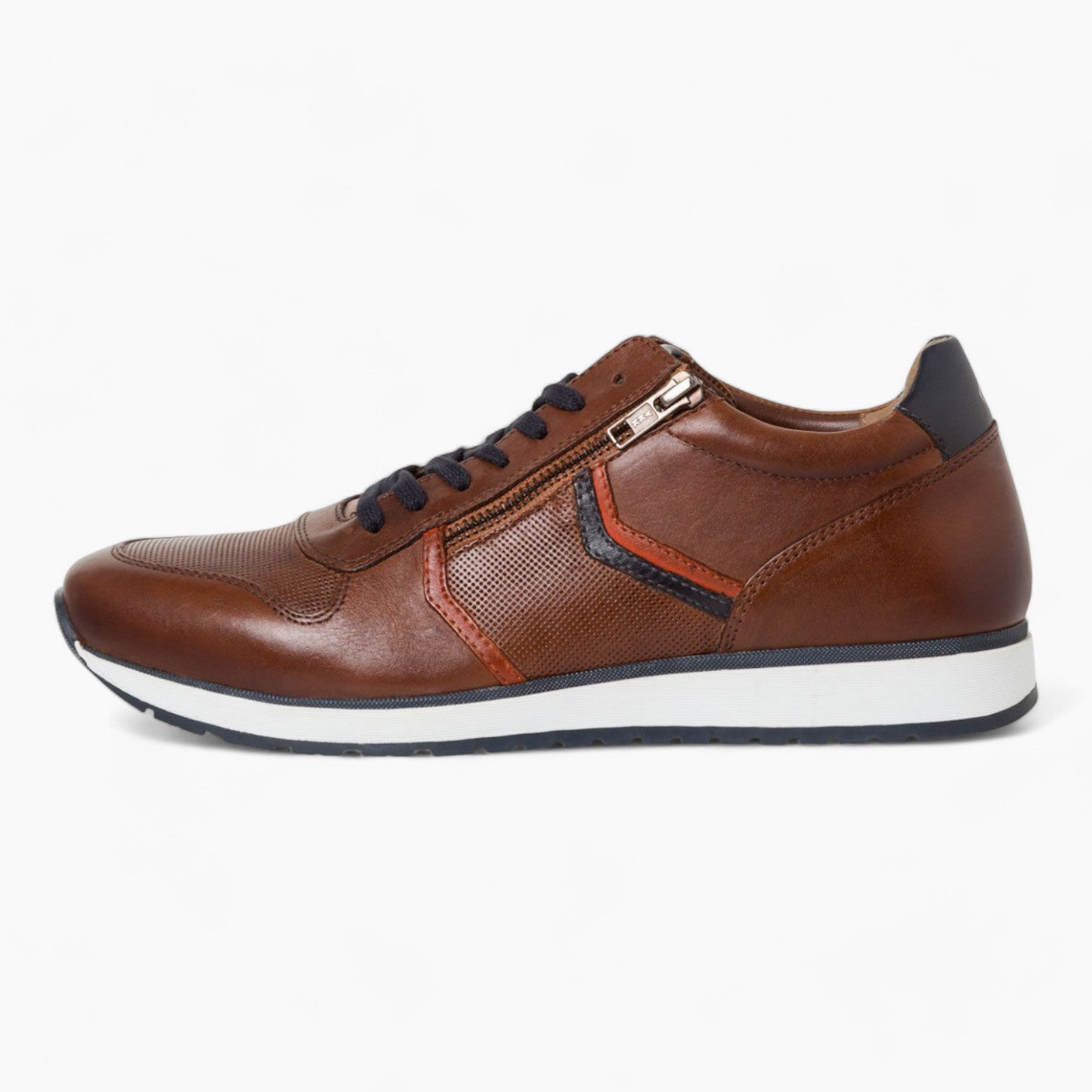 Marco Tozzi Tan Leather Runner Shoes with Zipper