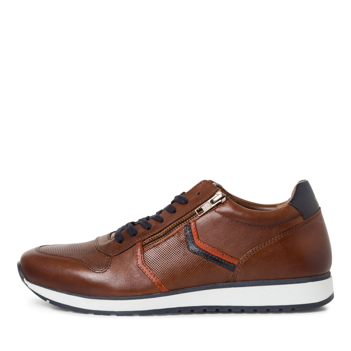 Marco Tozzi Tan Leather Runner Shoes with Zipper