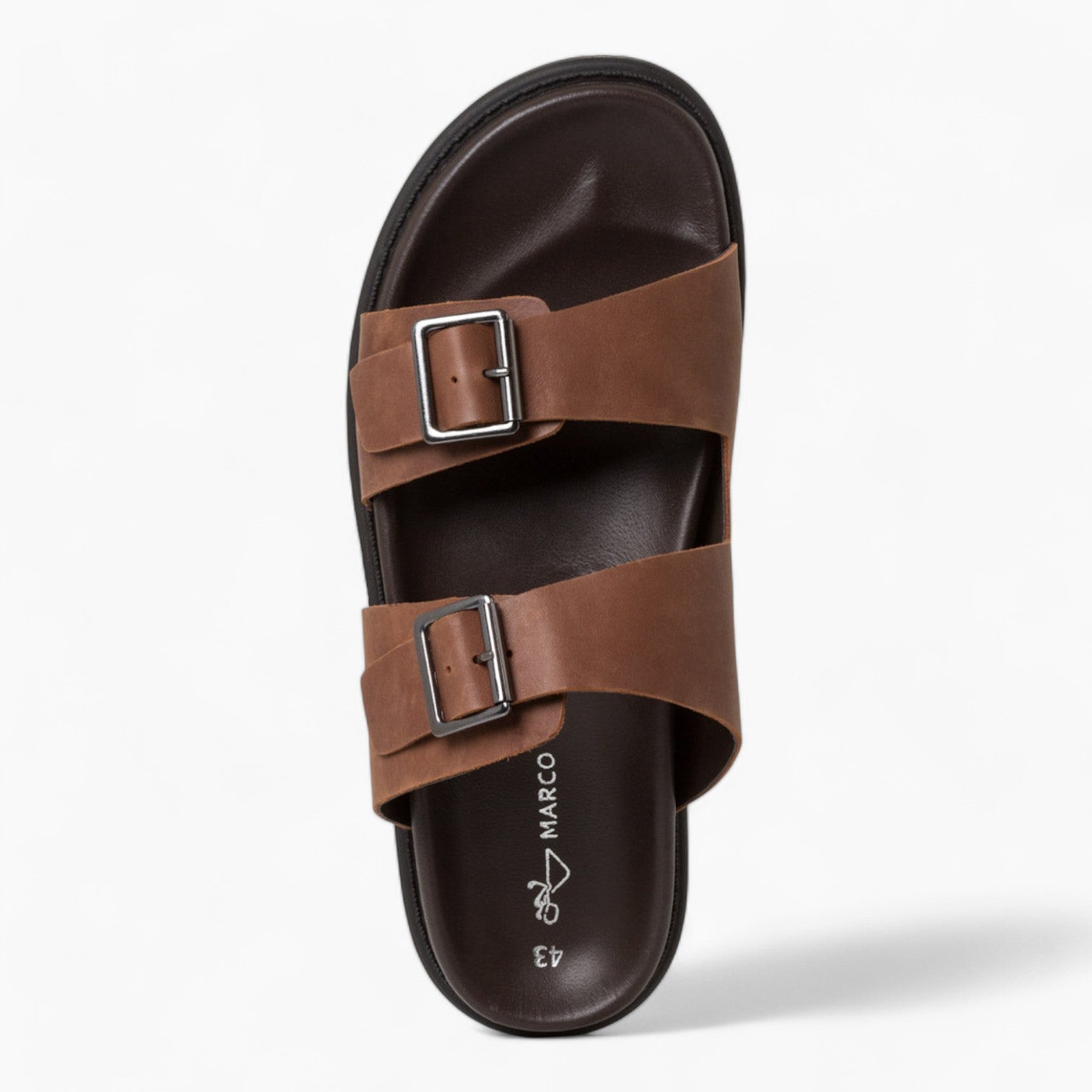 Men's Double Strap Leather Sandals with Adjustable Buckles - Leavys Shoes