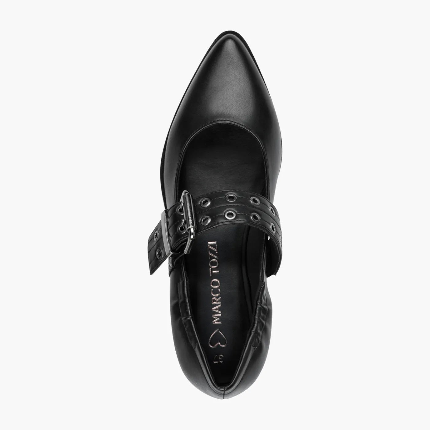 Marco Tozzi Black Buckled Ballerina with FEEL ME Comfort - Leavys Shoes