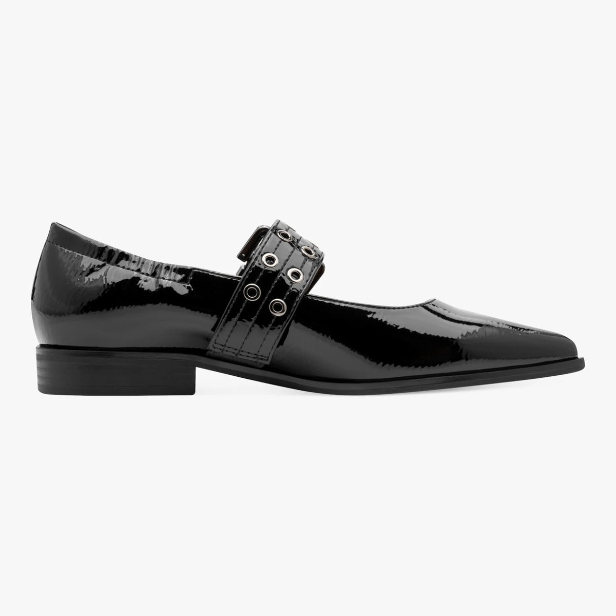 Marco Tozzi Black Patent Eyelet Mary Jane Shoes