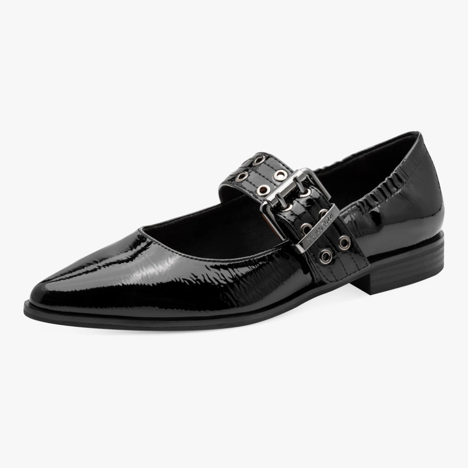 Marco Tozzi Black Patent Eyelet Mary Jane Shoes