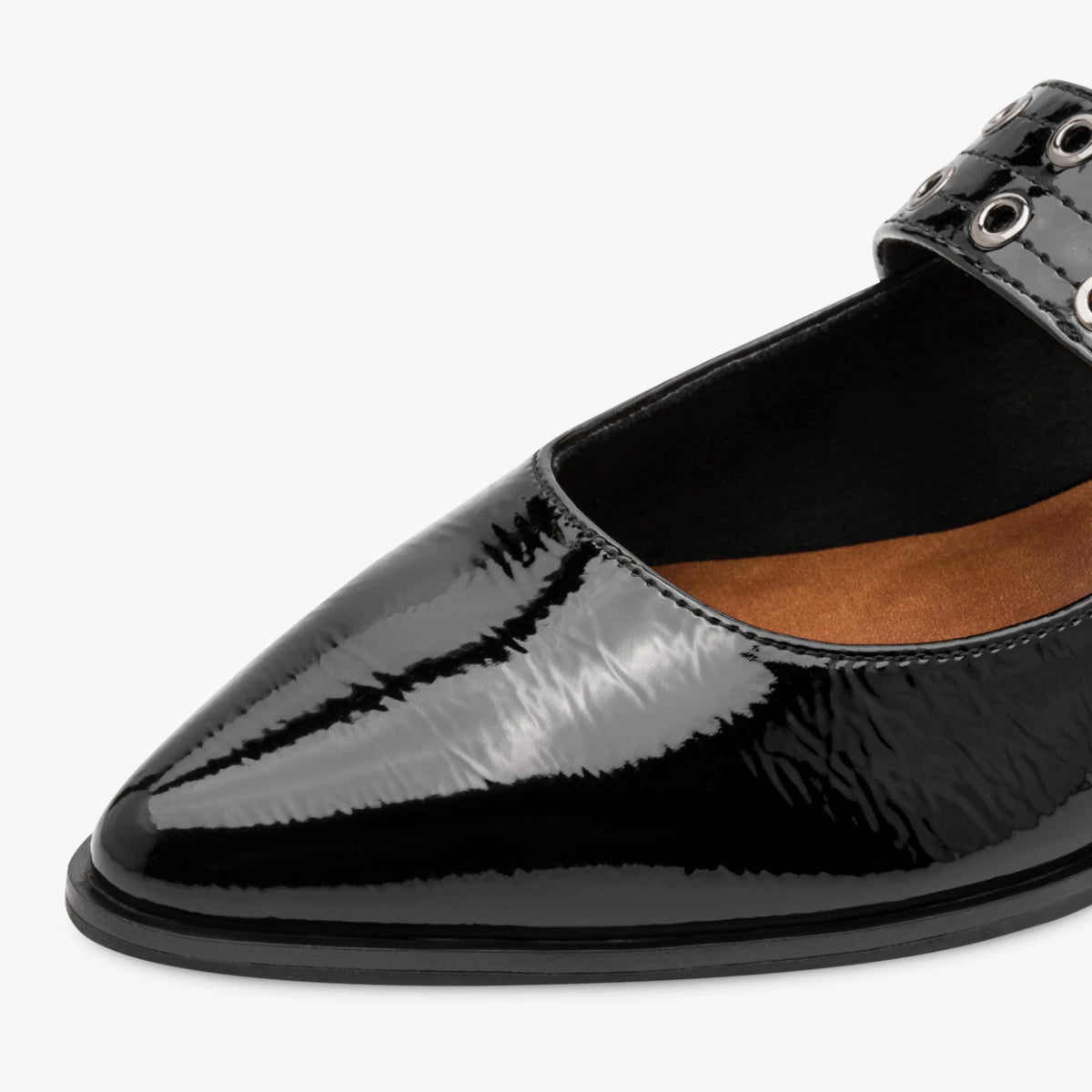 Marco Tozzi Black Patent Eyelet Mary Jane Shoes