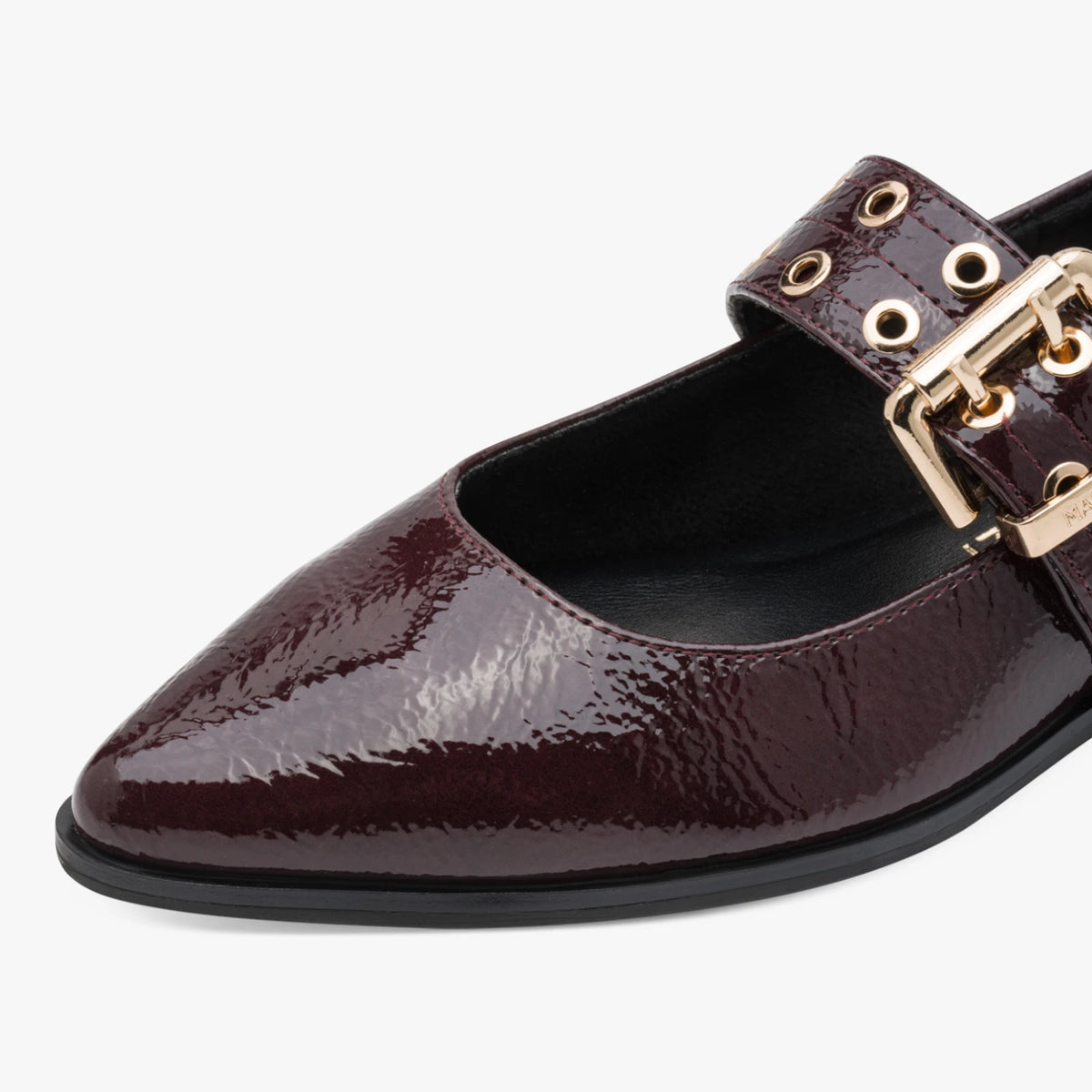 Marco Tozzi Burgundy Patent Eyelet Mary Jane Shoes