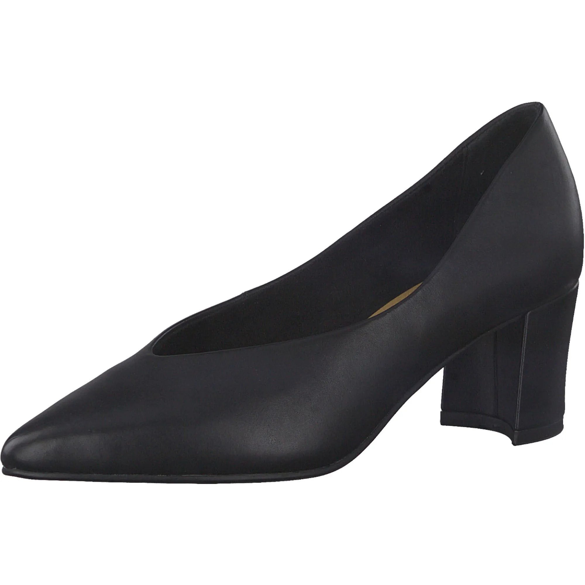 Marco Tozzi Black Leather Block Heel – Elegant & Comfortable - Leavys Shoes