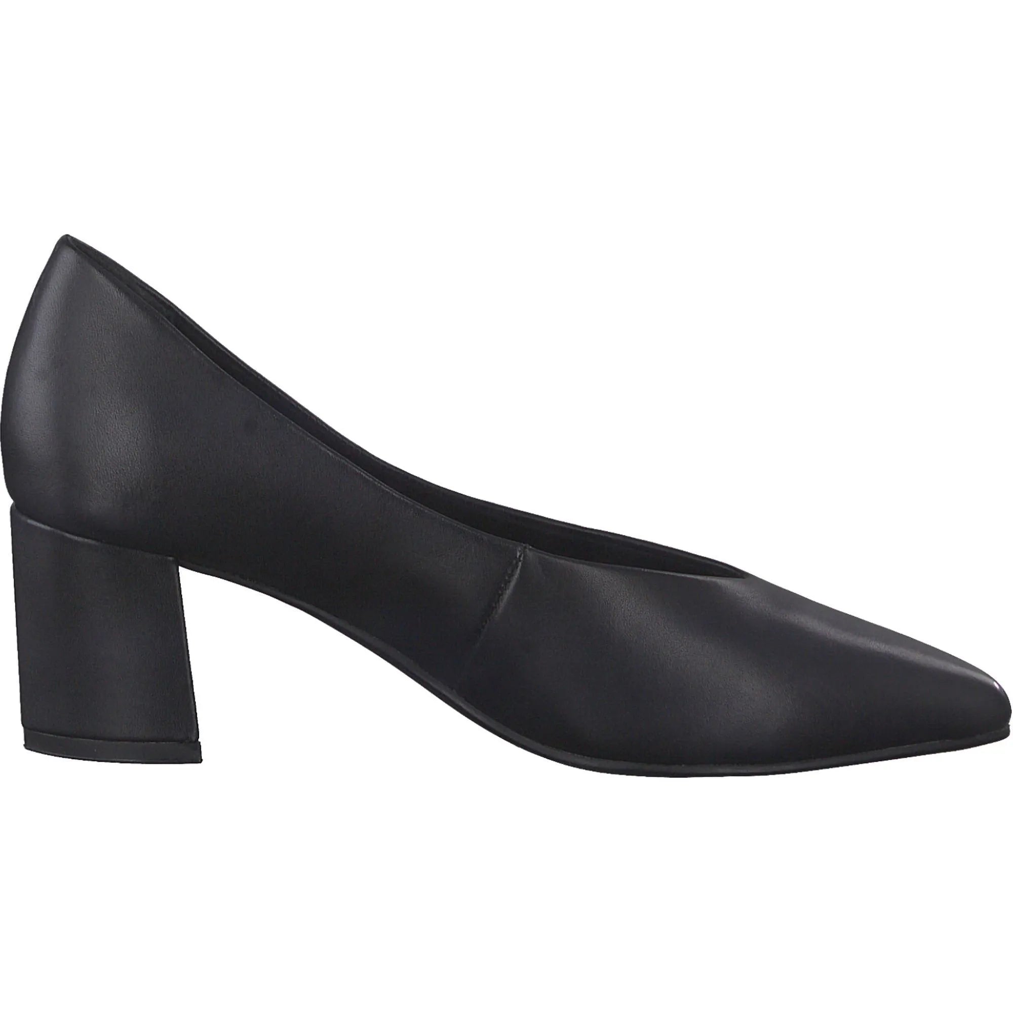 Marco Tozzi Black Leather Block Heel – Elegant & Comfortable - Leavys Shoes