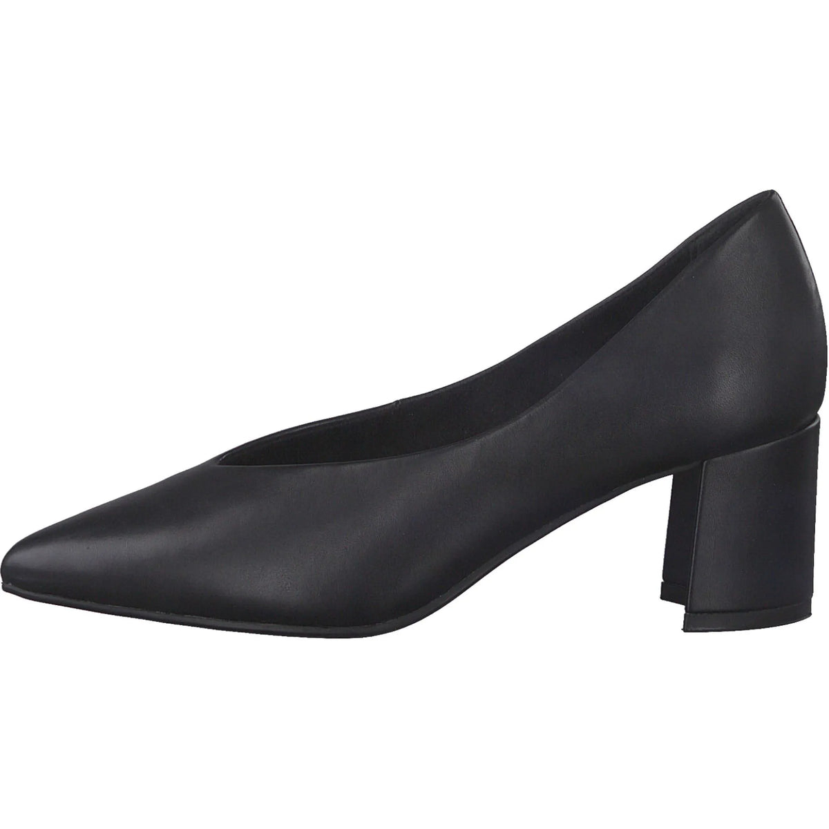 Marco Tozzi Black Leather Block Heel – Elegant &amp; Comfortable - Leavys Shoes