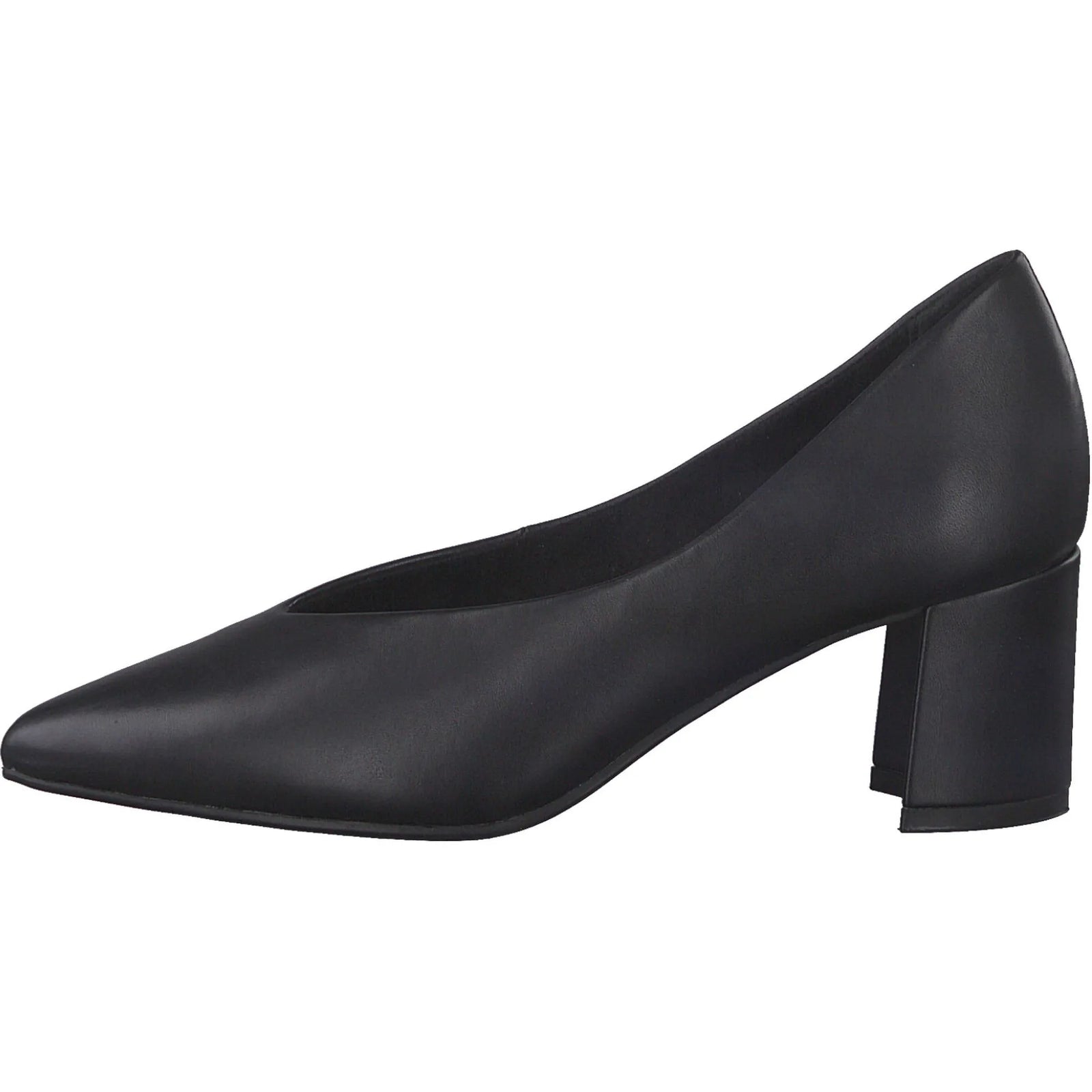 Marco Tozzi Black Leather Block Heel – Elegant & Comfortable - Leavys Shoes