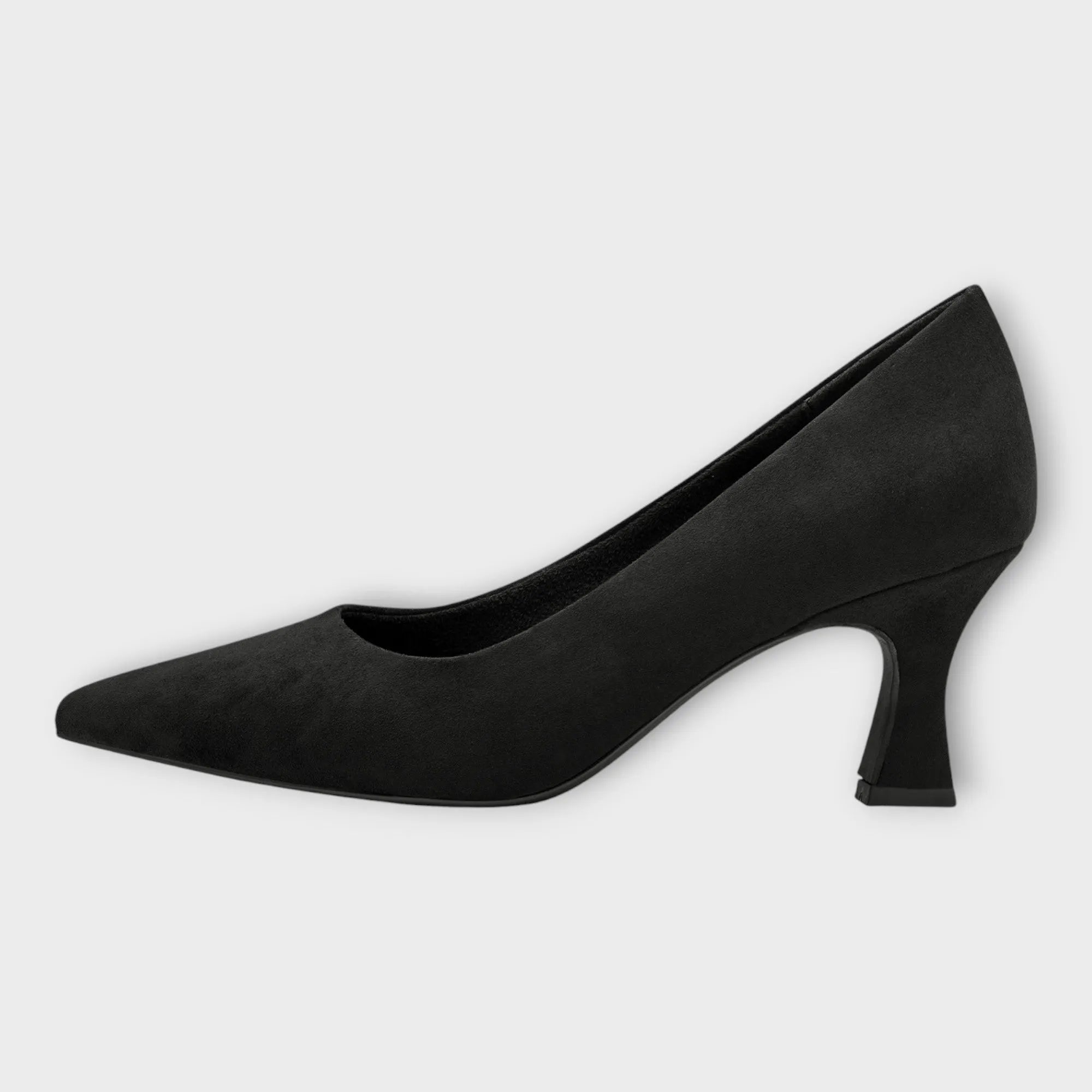 Marco Tozzi Black Faux Suede Kitten Heels with Pointed Toe Stylish Leavys Shoes