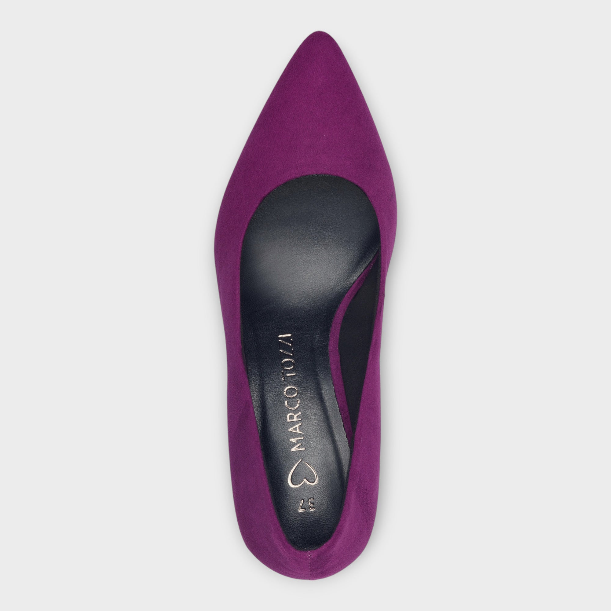 Marco Tozzi Purple Faux Suede Heels with Pointed Toe