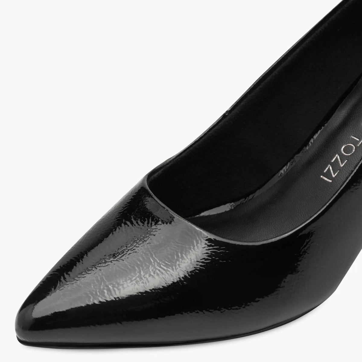 Marco Tozzi Black Patent Court Shoe with Queenie Heel - Leavys Shoes