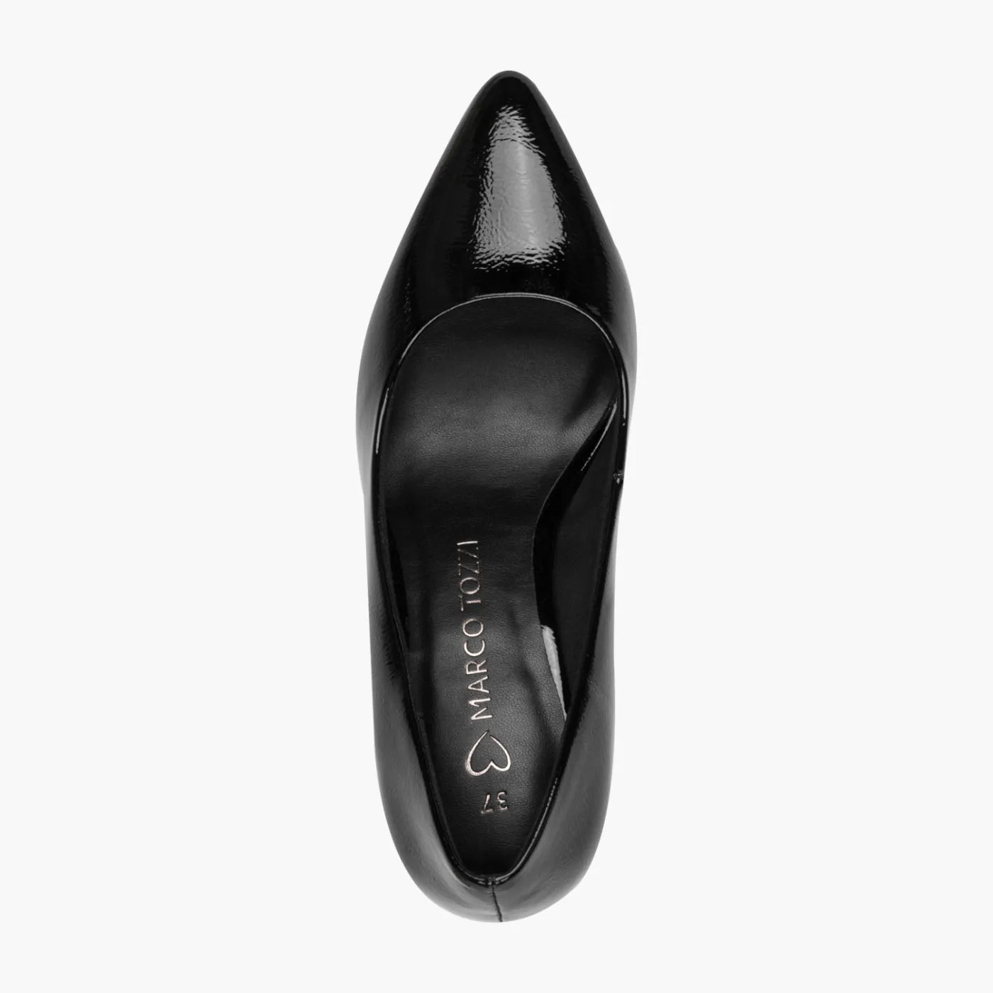 Marco Tozzi Black Patent Court Shoe with Queenie Heel - Leavys Shoes