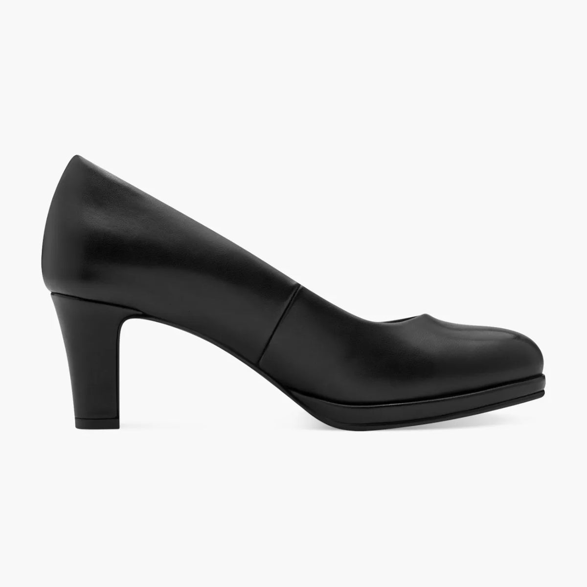 Marco Tozzi Black Court Shoe with Cone Heel & FEEL ME - Leavys Shoes