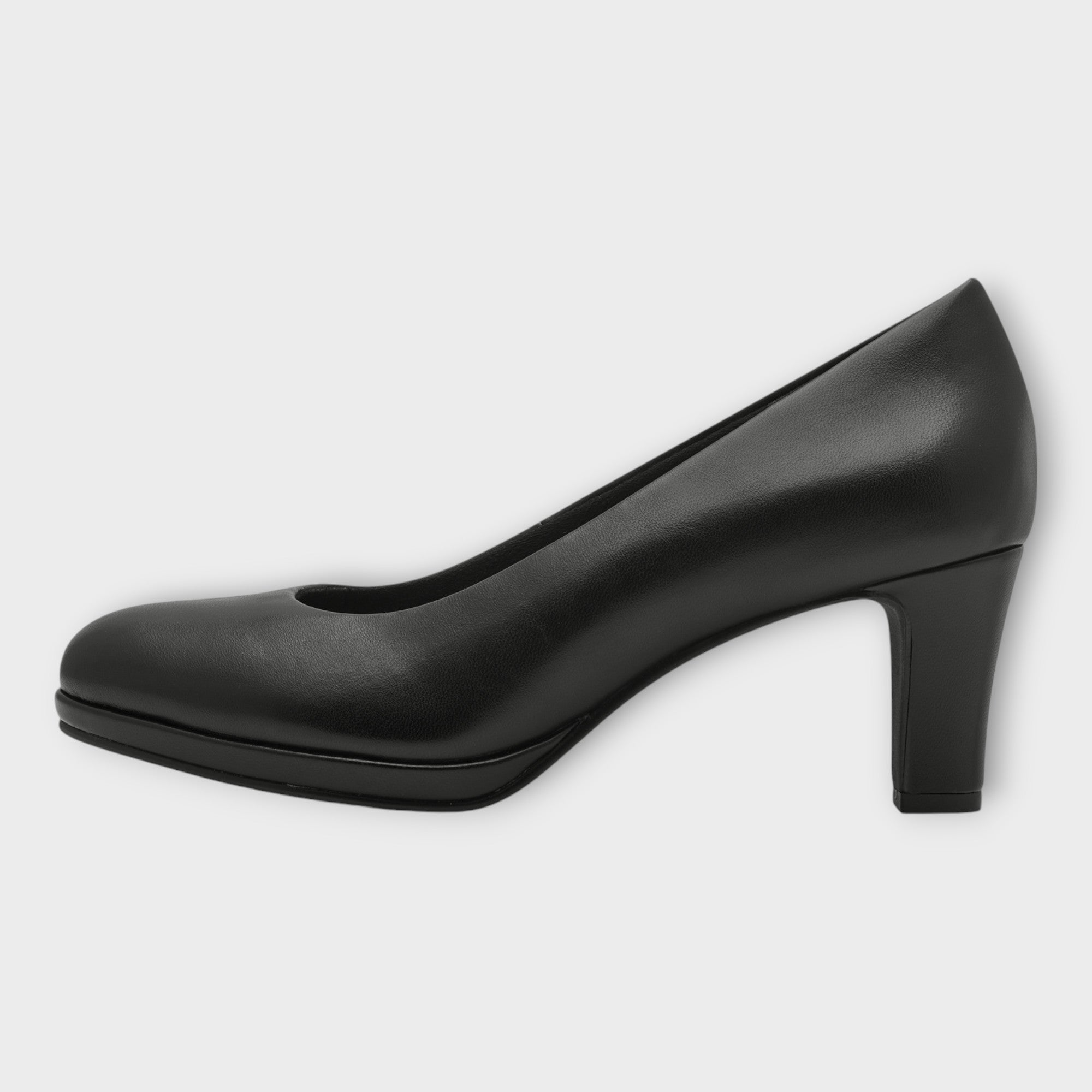 Marco Tozzi Black Heels with Platform and Rounded Toe