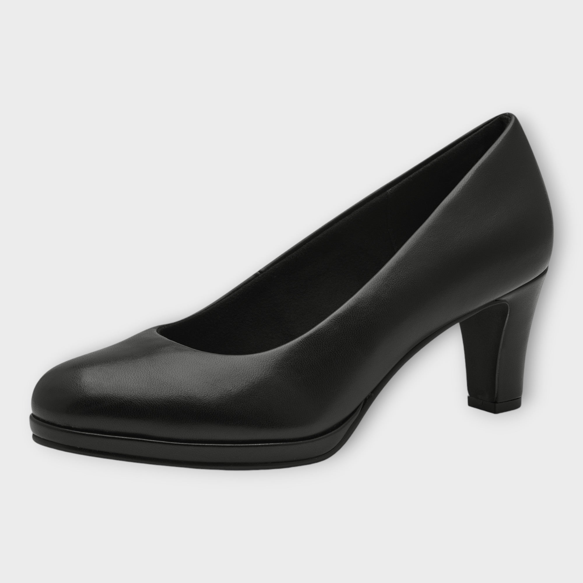 Marco Tozzi Black Heels with Platform and Rounded Toe