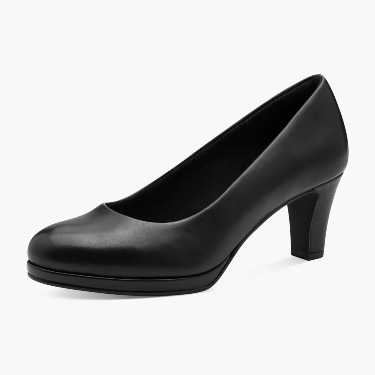 Marco Tozzi Black Court Shoe with Cone Heel & FEEL ME - Leavys Shoes