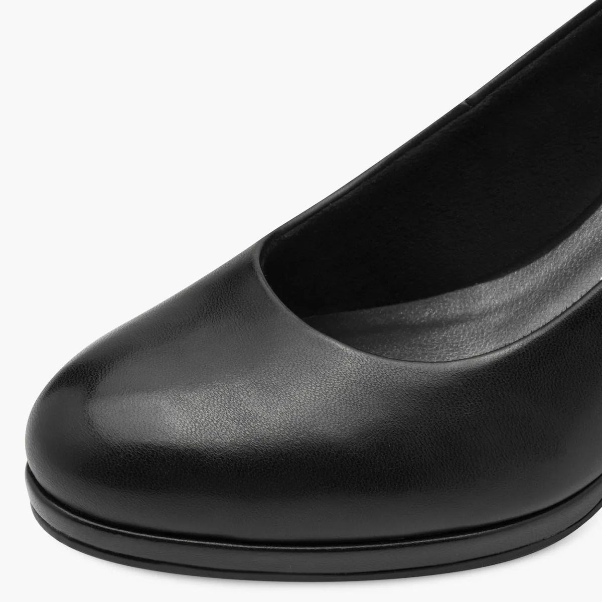 Marco Tozzi Black Court Shoe with Cone Heel & FEEL ME - Leavys Shoes