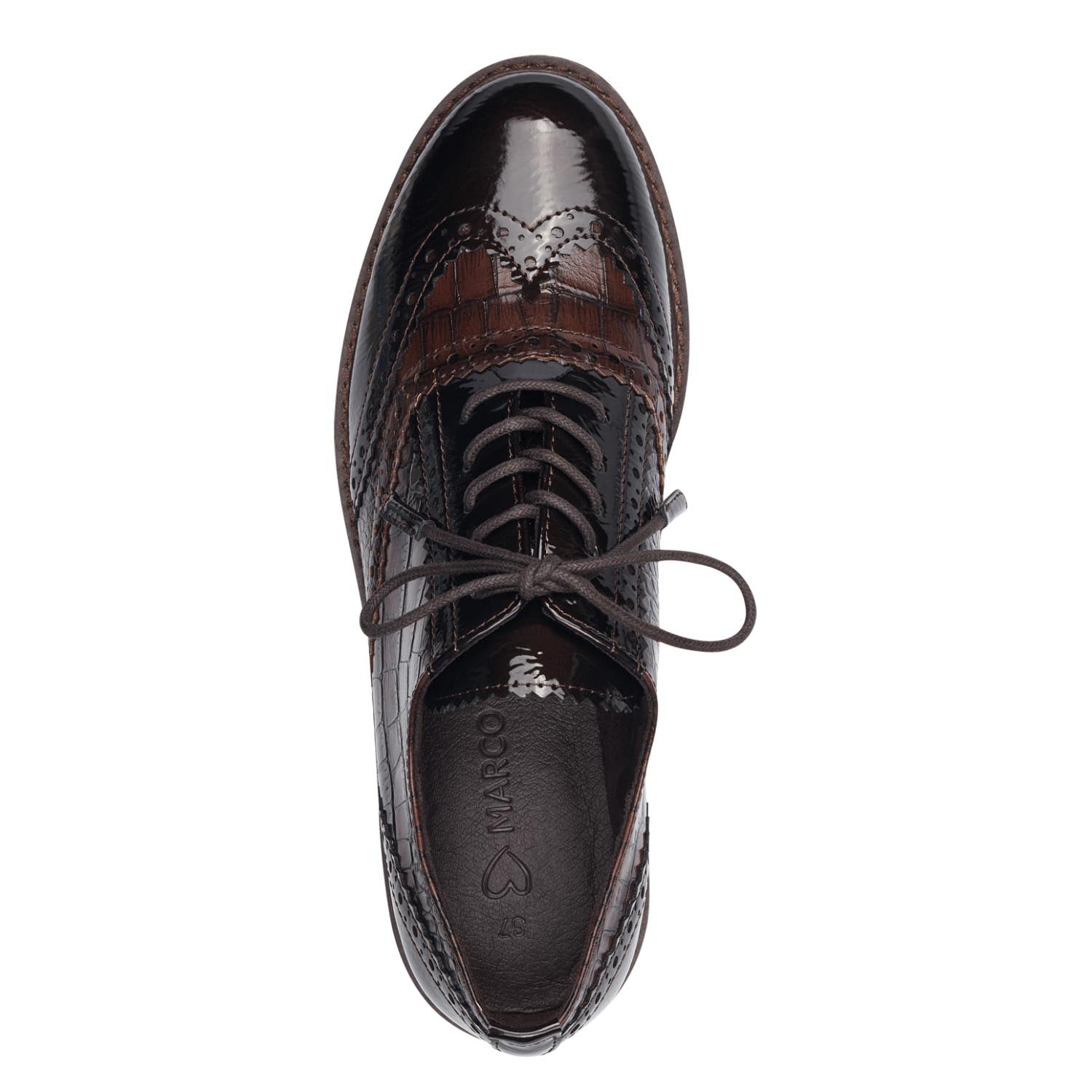 Marco Tozzi Vegan Brogue-Style Loafers with Laces in brown - Leavys Shoes