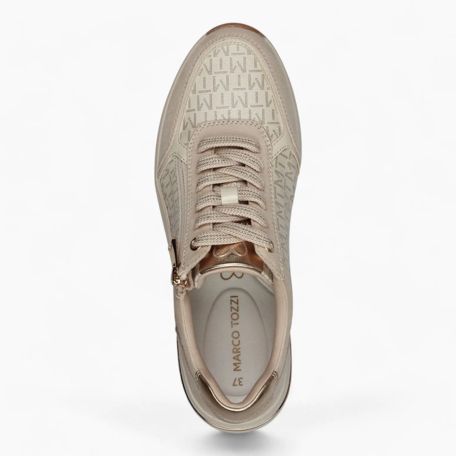 Marco Tozzi Beige Runner – Stylish with Side Zipper - Leavys Shoes