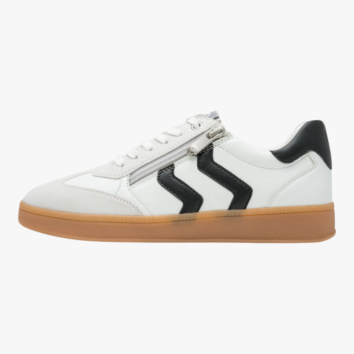 Marco Tozzi White Black Trainer (Lace Up and Zip)