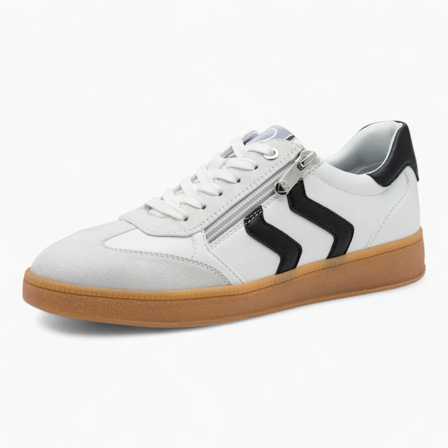 Marco Tozzi White Runner – Gum Sole with Side Zipper - Leavys Shoes