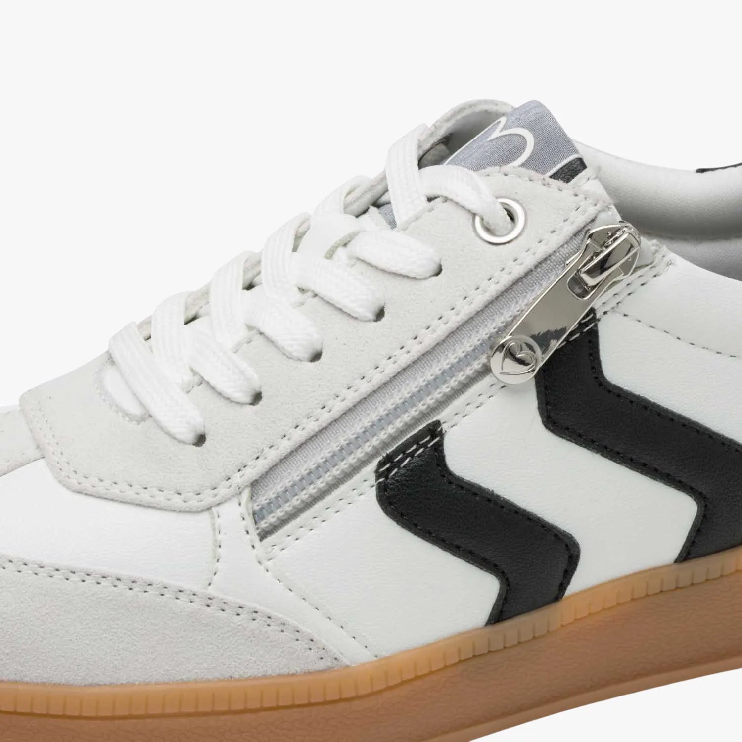 Marco Tozzi White Black Trainer (Lace Up and Zip)