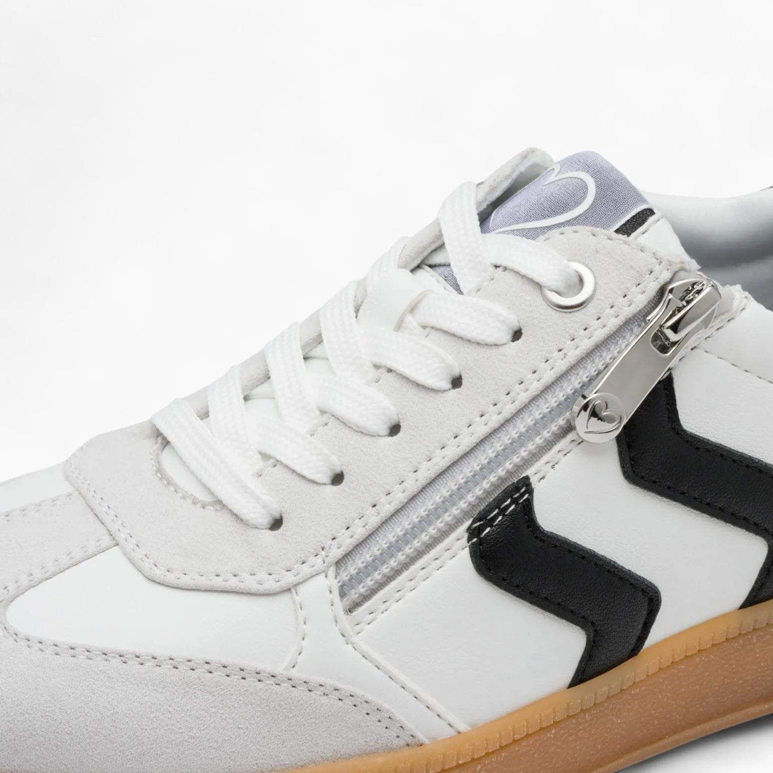 Marco Tozzi White Runner – Gum Sole with Side Zipper - Leavys Shoes