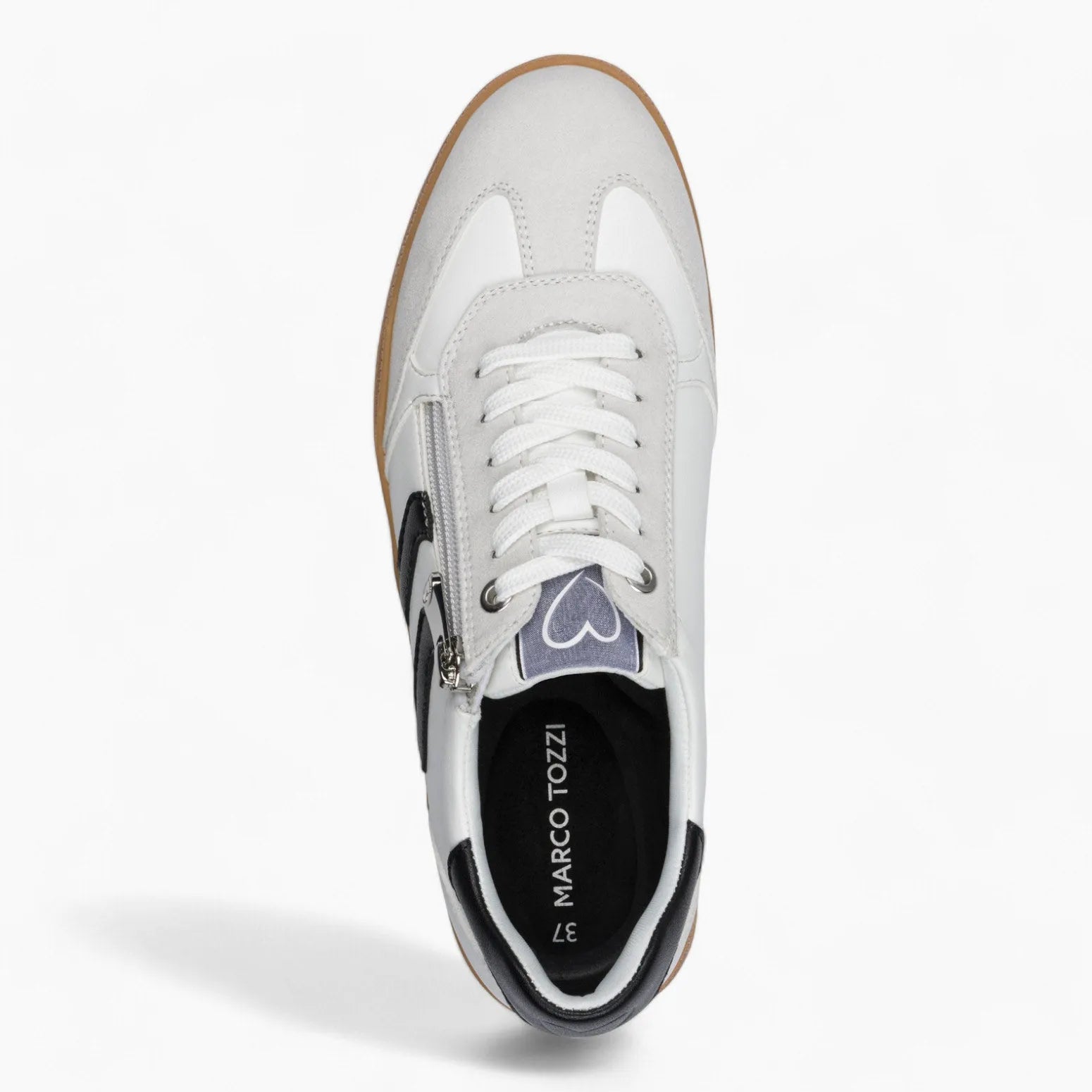 Marco Tozzi White Runner – Gum Sole with Side Zipper - Leavys Shoes