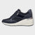 Marco Tozzi Navy Trainers with Wedge Sole and Silver Detail