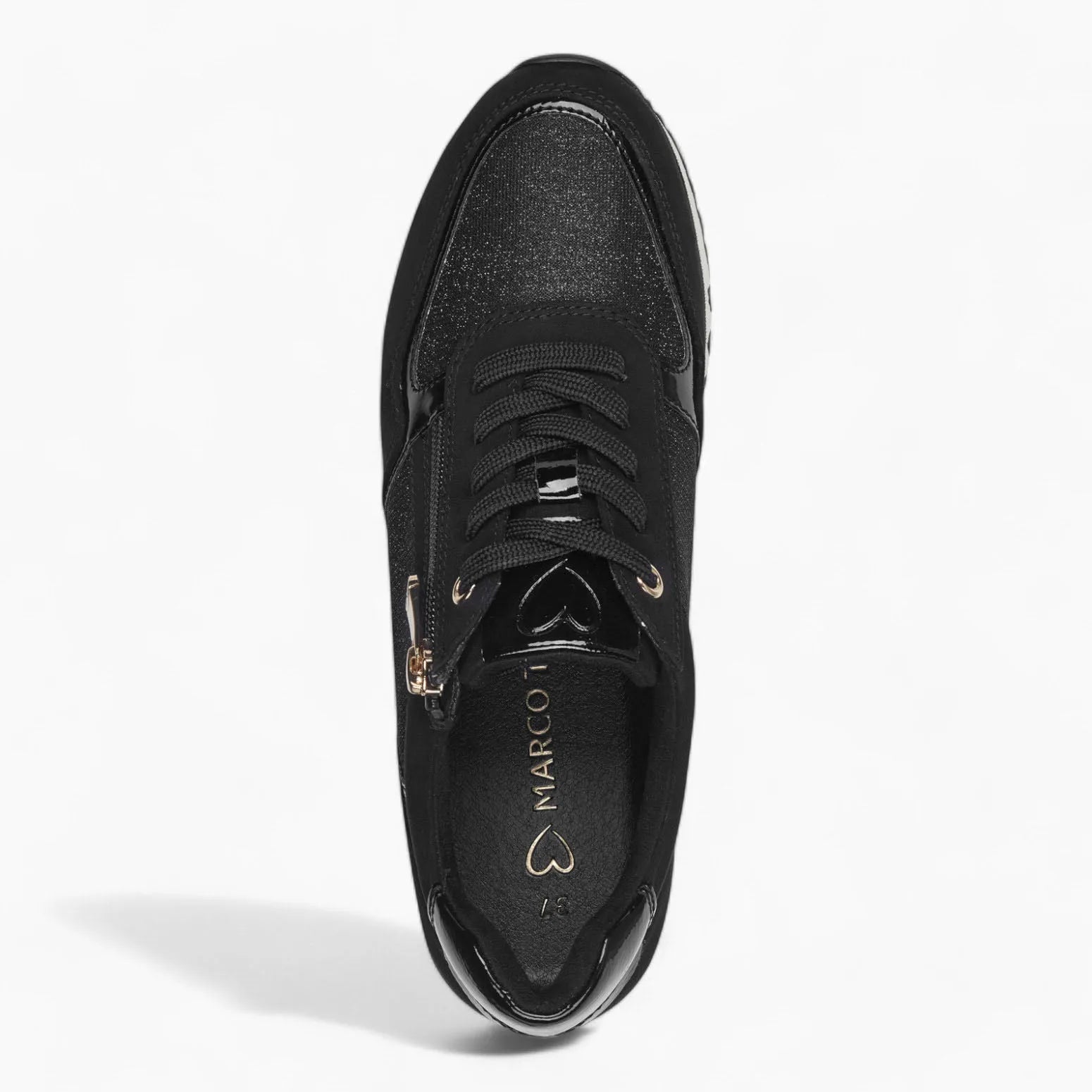 Marco Tozzi All-Black Runner – Dressy with Gold Zipper - Leavys Shoes